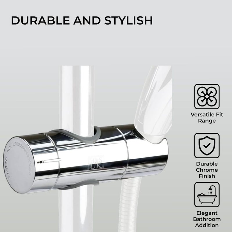 H&S Universal Shower Head Holder for Slide Bar - Adjustable Shower Holder Bracket Set w/Cylindrical Design - Powerful Replacement Shower Hose Clamp for Bathroom,Adjustable Slide Bar Showerhead Holder - Image 3